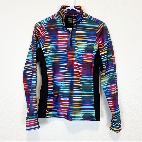 Breckenridge Colorado Multi-colorful Striped Fleece 1/2 Zip Pullover Size Small - Picture 1 of 7